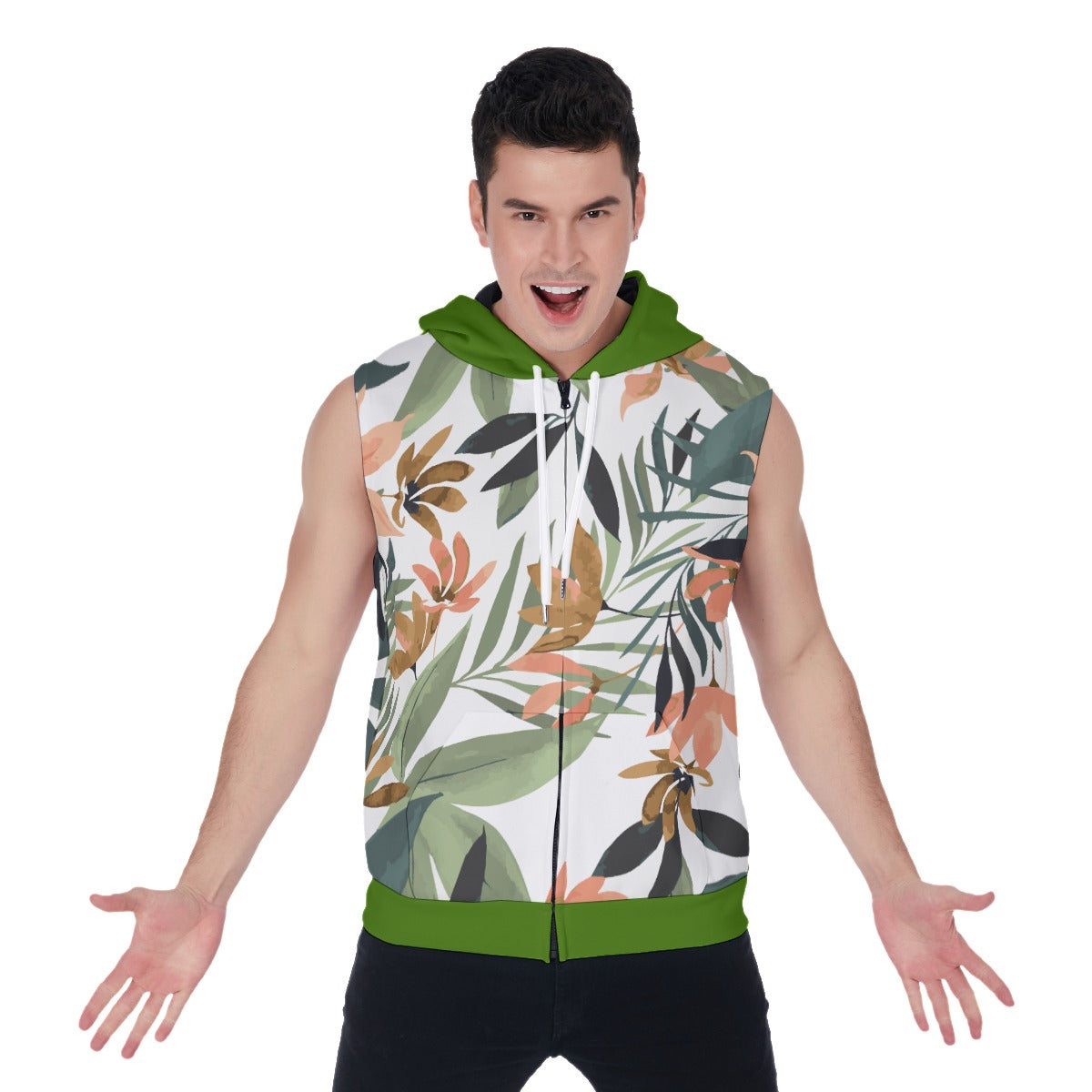 RM All-Over Print Men's Zipper-Up Sleeveless Hoodie
