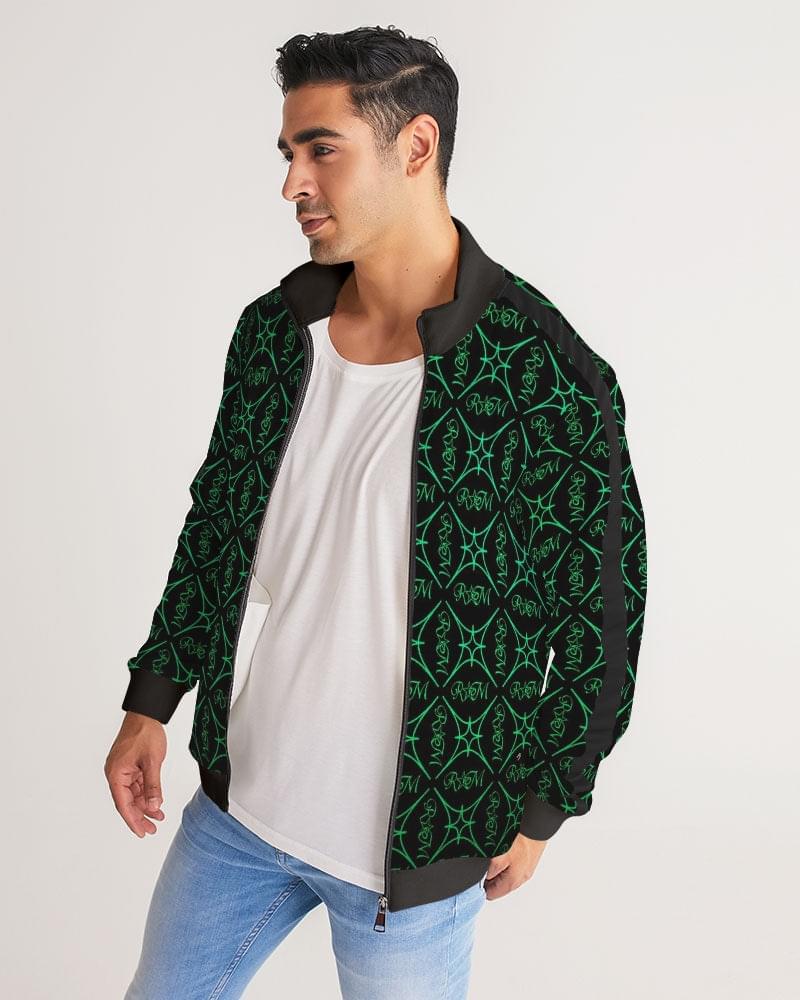 green  Men's Stripe-Sleeve Track Jacket