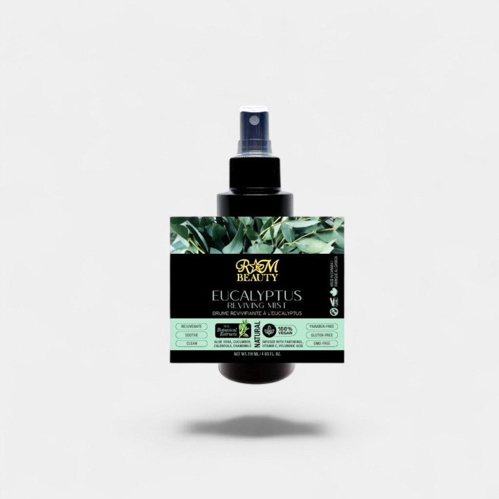 R+Co Eucalyptus styling mist bottle on a light gray background
