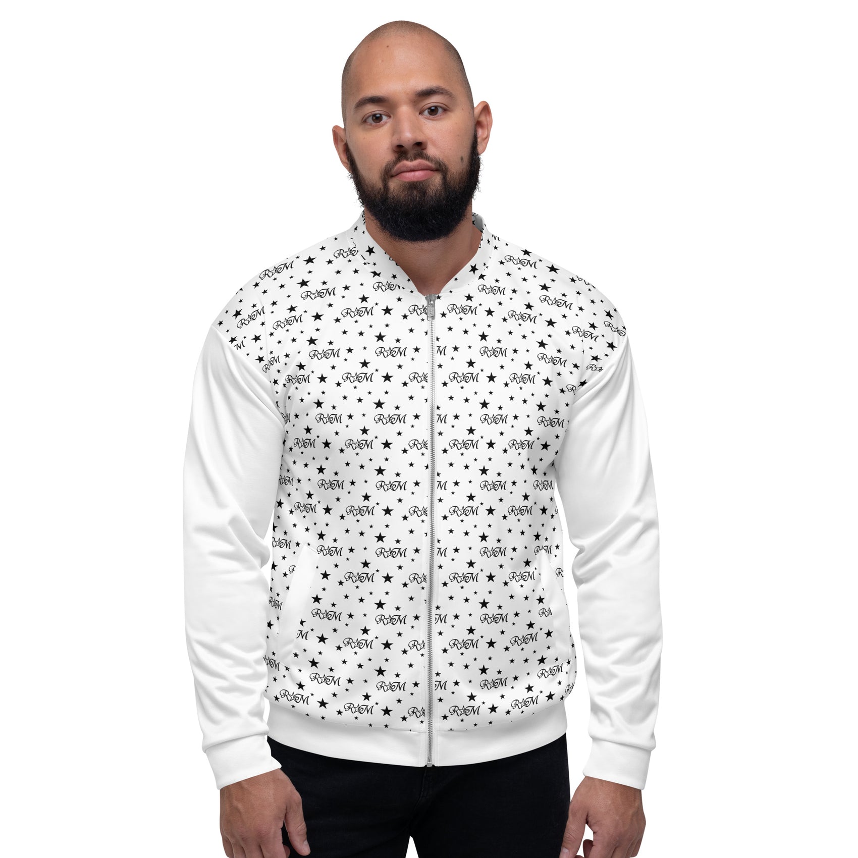 White BLK  Bomber Jacket
