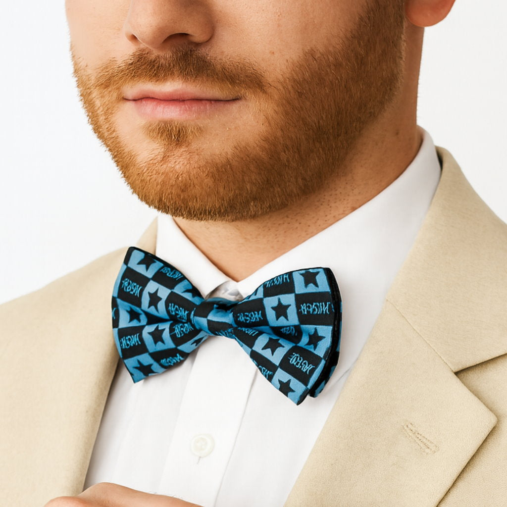 BLACK AQUA LUXE STARS BOW TIE