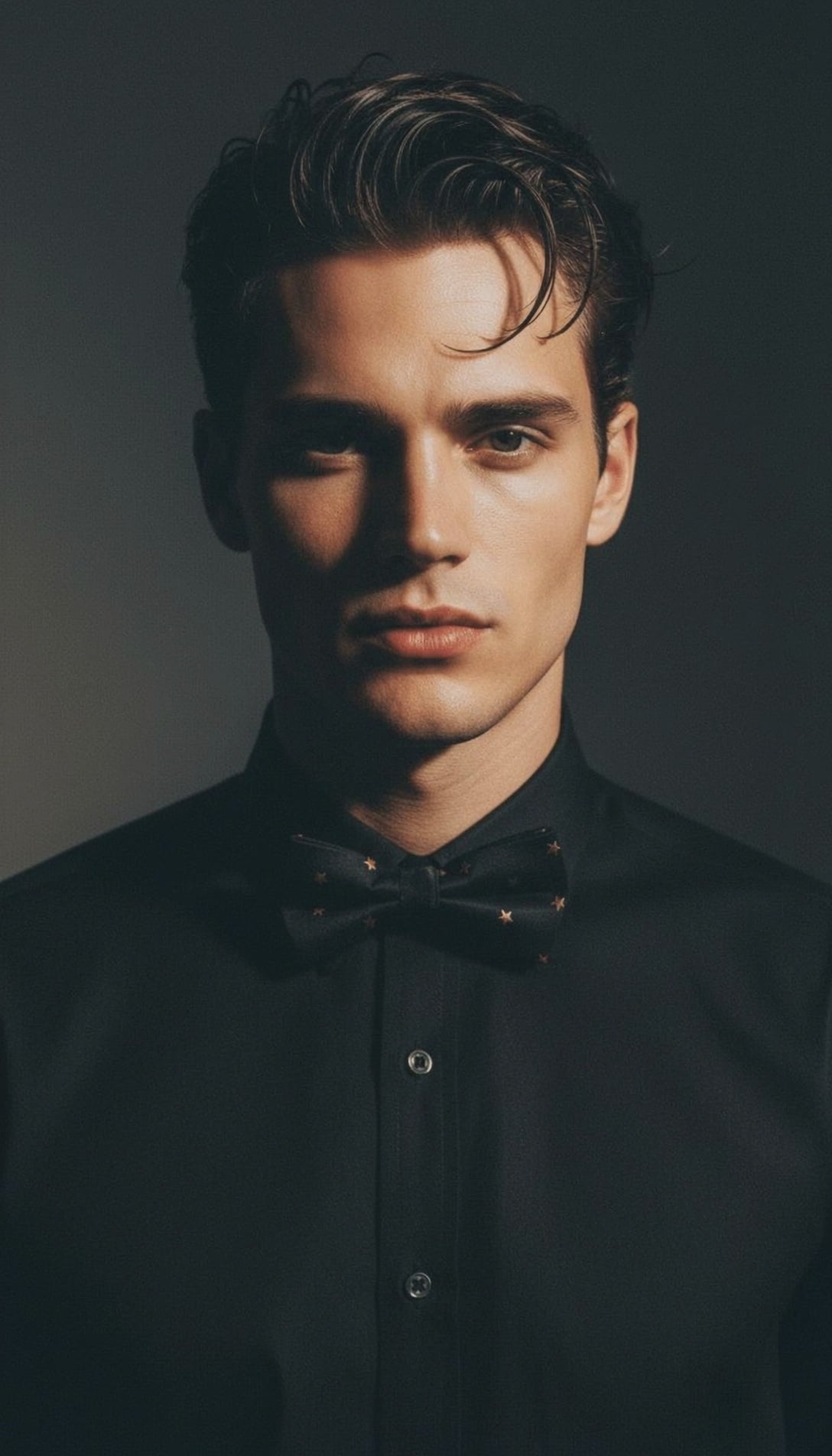 BLACK & GOLD STARS BOW TIE