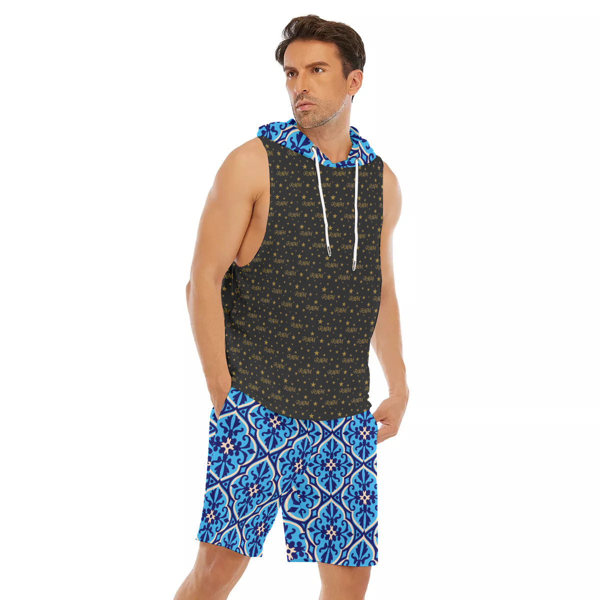 RM All-Over Print Men's Sleeveless Vest And Shorts Sets RODOLFO MEDINA 