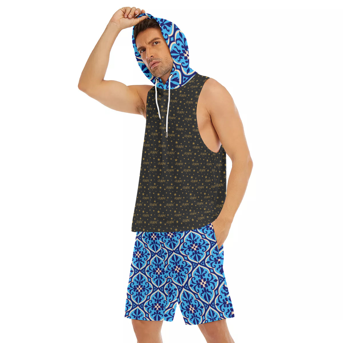 RM All-Over Print Men's Sleeveless Vest And Shorts Sets RODOLFO MEDINA 