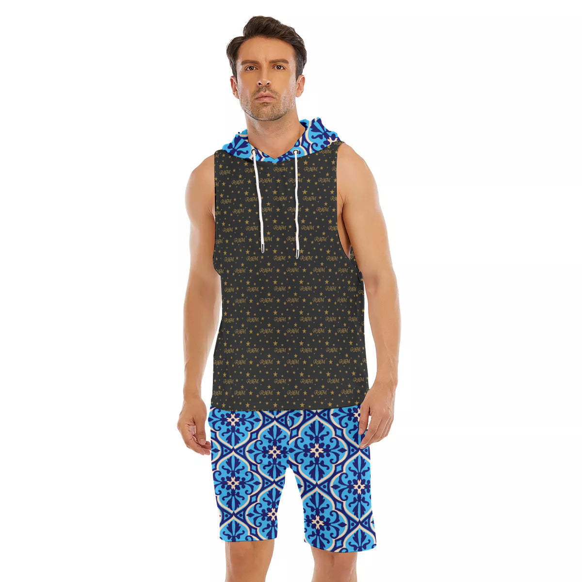 RM All-Over Print Men's Sleeveless Vest And Shorts Sets RODOLFO MEDINA 