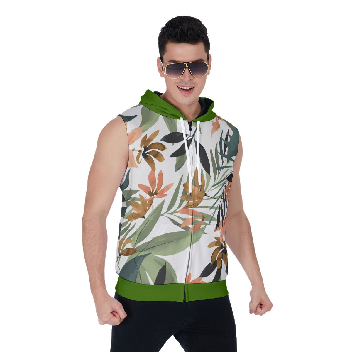 RM All-Over Print Men's Zipper-Up Sleeveless Hoodie RODOLFO MEDINA 