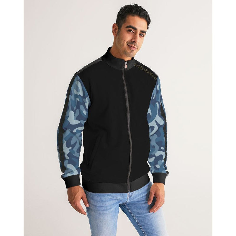 RM BLU  Men's Stripe-Sleeve Track Jacket RODOLFO MEDINA 