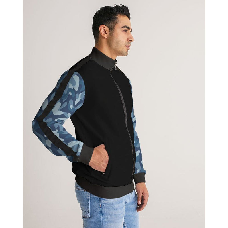 RM BLU  Men's Stripe-Sleeve Track Jacket RODOLFO MEDINA 