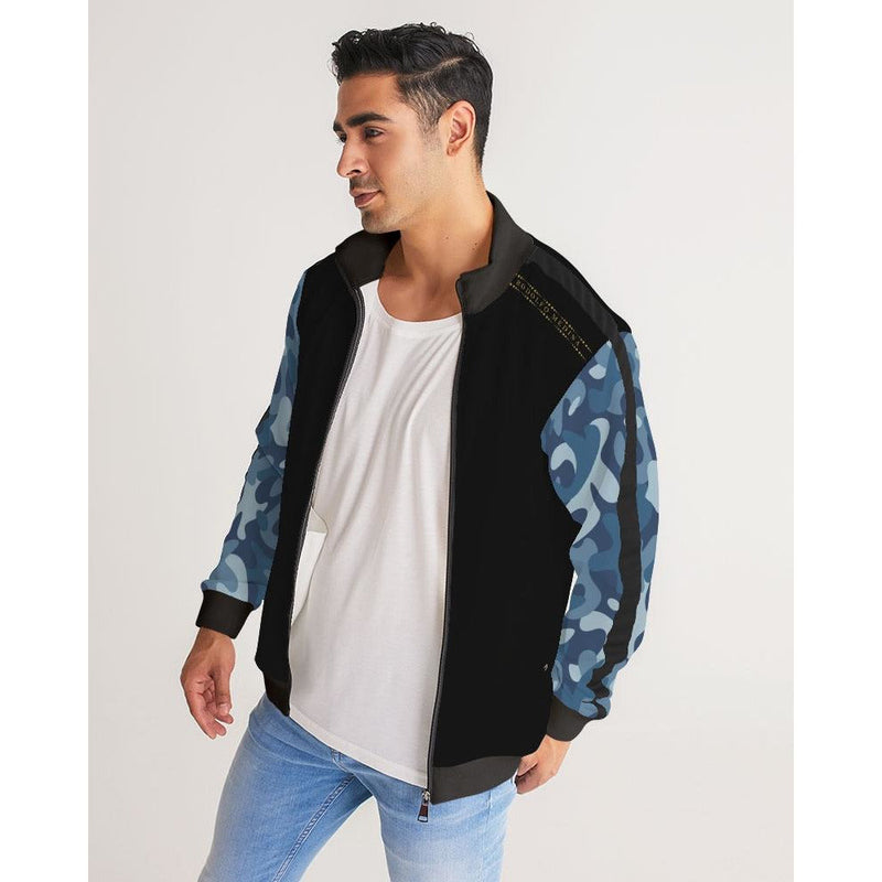 RM BLU  Men's Stripe-Sleeve Track Jacket RODOLFO MEDINA 