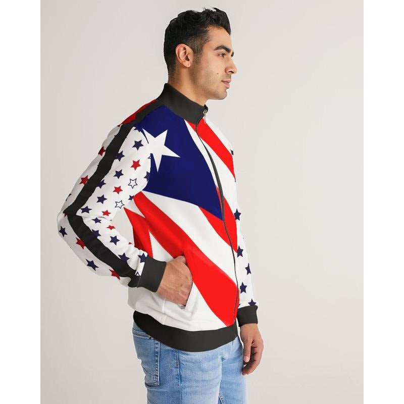 RM PR flag Men's Stripe-Sleeve Track Jacket RODOLFO MEDINA 