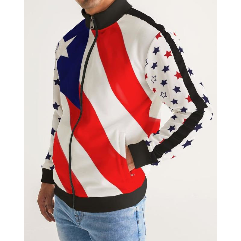 RM PR flag Men's Stripe-Sleeve Track Jacket RODOLFO MEDINA 