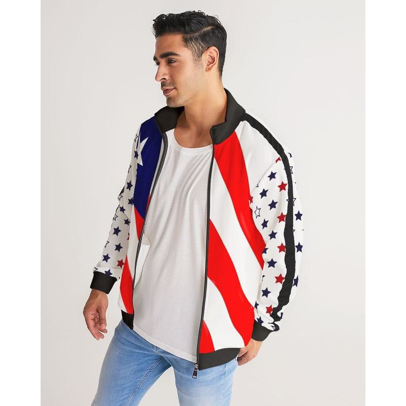 RM PR flag Men's Stripe-Sleeve Track Jacket RODOLFO MEDINA 