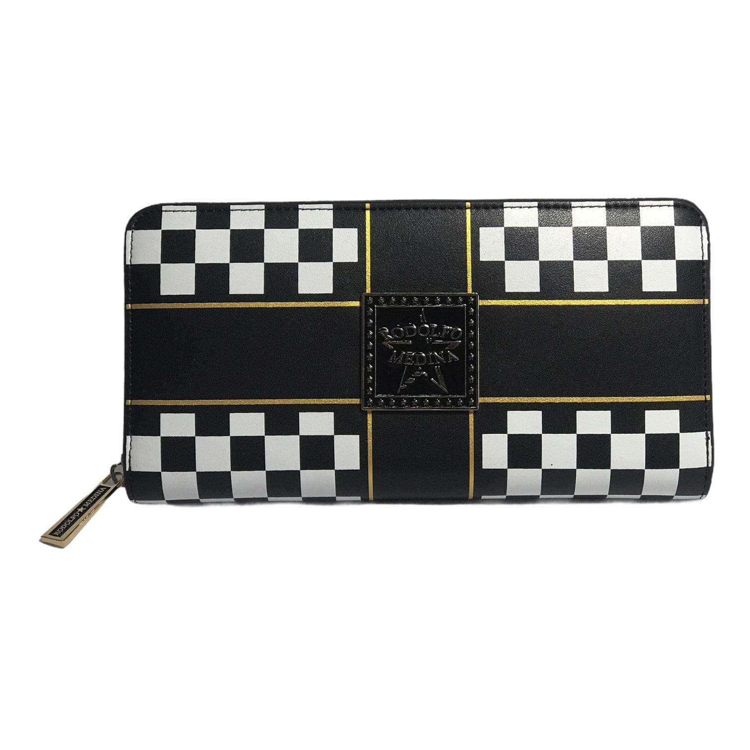 LEATHER CROSS SQUARES CONTINENTAL WALLET