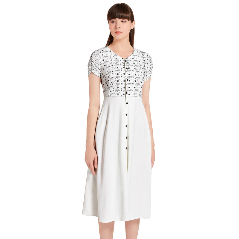 Signature Puff Sleeve Button Through Dress
