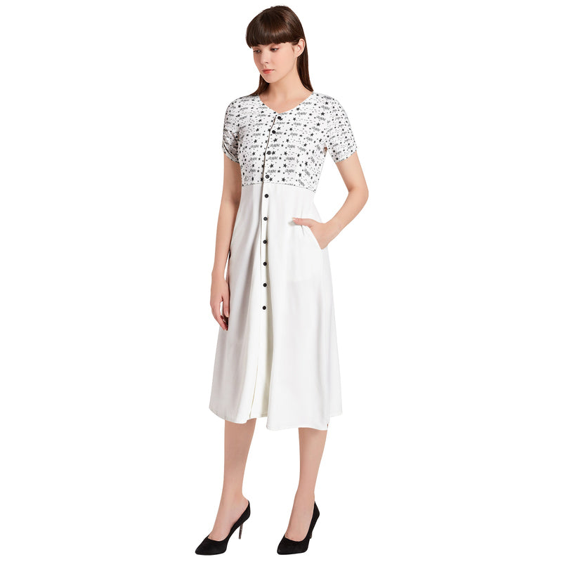 Signature Puff Sleeve Button Through Dress