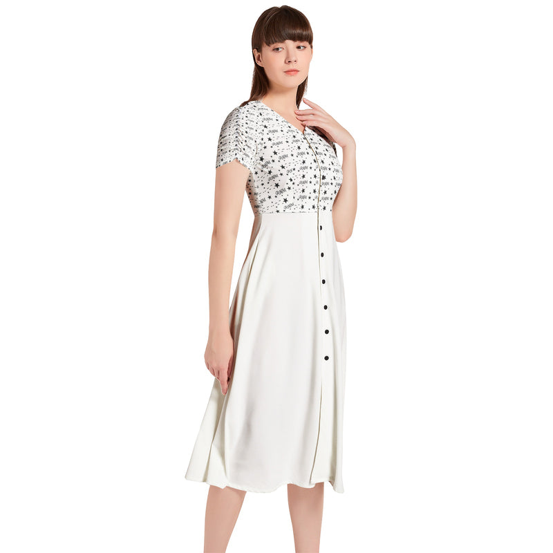 Signature Puff Sleeve Button Through Dress