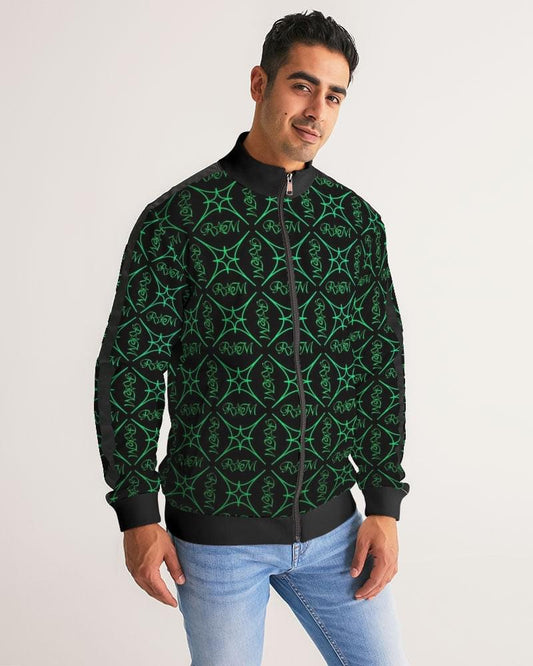 green  Men's Stripe-Sleeve Track Jacket