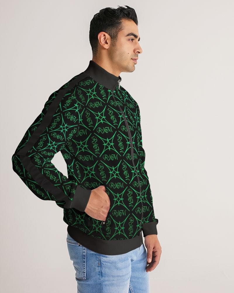 green  Men's Stripe-Sleeve Track Jacket